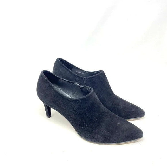 Stuart Weitzman Black Suede Pointed Toe‎ Stiletto Heel Ankle Bootie Size 7.5 - Picture 1 of 10